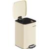 SONGMICS Cestino per Rifiuti, Cestino da 20/30 L, Cestino da Cucina in Acciaio Inox, con Secchio Interno, Chiusura Ammortizzata e Funzione di Apertura Fissa, Beige Sabbia/Nero Inchiostro/Argento