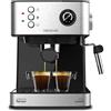 Cecotec Cafetera Express Power Espresso 20 Professionale. 850 W, 20 Bar, Manometro, Serbatoio da 1,6 L, Doppio Braccio di Uscita, Vaporizzatore, Superficie Riscaldante per Tazze, Finiture in Acciaio