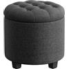 SONGMICS Pouf contenitore, panca contenitore, 45 x 45 x 44,5 cm, poggiapiedi con gambe, tessuto effetto lino, carico fino a 150 kg, per soggiorno, camera da letto, grigio scuro/beige chiaro/bianco