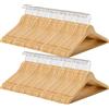 SONGMICS - Appendiabiti in Legno, Lotto da 100/40 con Tacche Antiscivolo, Barra Antiscivolo per Pantaloni, Gancio Rotante a 360° ° Per Abiti, Camicie, Cappotti, Color Legno e Argento