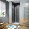 195 cm Box Doccia Per Nicchia Porta Battente Saloon 2 Ante 70/75/80/85/90/100/110/120/140cm in Vetro 6 mm Temperato Trasparente Anticalcare