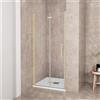 Porta Doccia 70/80/90/100/110/120 x 185 cm Porta Battente Pieghevole in Vetro Temperato Trasparente 6 mm Anticalcare Telaio Dorato Spazzolato