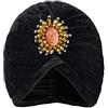 BABEYOND Coucoland - Cappello turbante da donna con spilla di cristallo stile anni '20, fascia per capelli esotica, retrò, turbante indiano, costume di carnevale Nero Taglia unica