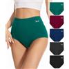 PULIOU Mutande Donna Cotone Vita Alta Slip Culotte Donna Comode Elasticizzato Intimo, Pacco da 5