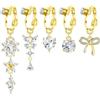 CHarmeFleur Finto Piercing all'Ombelico per Donne Clip On Anelli per Ombelico Placcati Oro Rosa Cuore Rotondo Zirconia Cubica Farfalla Fiore Fiocco Finto Piercing alla Pa
