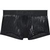 Hom Boxer Short Strip Trunks da Uomo (Confezione da 1), Velo Nero Stampa Geometrica Lucida Nero, S