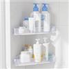 Sotfamily 2 pezzi Mensola Doccia Angolare - Non Necessita di Trapano, Rimovibile - Può Contenere Sapone, Shampoo e Detergente Per il Viso - Mensole Bagno Autoadesiva con 6 Adesivi, Gelato Chiaro