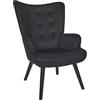 HOME DECO FACTORY, HD0364, poltrona da soggiorno Giulia Nera, edizione lounge, mobili, seduta, divano e poltrona, 68x96x75 cm, altezza seduta 43 cm, nero