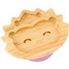 bamboo bamboo Piatto Baby E Bambini Piatto Bambù Riccio Con Suzione Sicura Per Pasti Svezzamento Antiscivolo Da 6 Mesi (Riccio, Rosa)