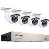 ZOSI 1080p Kit videosorveglianza, 8CH H.265+ DVR con 4X Telecamere di Sorveglianza per Esterno, 24 LED IR Visione Notturna, Rilevamento del Movimento, Avviso e-mail, Impermeabile IP66, NO HDD, Bianco
