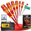 Afeld Elektro Set Cacciaviti Elettricista VDE Isolati 1000V - 6 Pezzi Magnetici - 4 a Taglio + 2 a Croce PH - Acciaio S2 Professionale - Con Cercafase 250V e Custodia da Lavoro Robusta