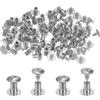 QUARKZMAN 100set Chicago Viti Bottoni 5/16 Testa Piatta Rotonda Lega Zinco per Chiodi Metallo Rivetti Borchie Metallo Rivetti Tono Argento per Lavorazione Pelle Borsa Cintura