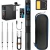 SiRyder Kit Saldatore Portatile,HS-02B 100W Riscaldamento Rapido 2S 100-450°C Alimentazione DC 9-24V 3 Punte Di Saldatura Strumento Digitale Intelligente a Penna per Saldatore per Riparazioni
