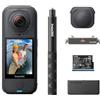 Insta360 X4 Air Pack Base Nero grafite- Videocamera leggera 165g 8K 360, selfie stick invisibile, lenti sostituibili, prima registri poi inquadri, cover antivento integrata, stabilizzazione FlowState