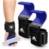 flintronic Ganci per Sollevamento Pesi, Unisex Impugnature Rivestite in Gomma Antiscivolo, 8mm Supporto per Il Polso in Neoprene, di Allenamento in Palestra, Powerlifting, Deadlift, Shrugs (Blu)