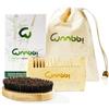 waabbi Spazzola da Barba e Pettine da Barba Bambù Bamboo Kit per Uomo Pettine in Legno Realizzato a Mano, Spazzola con Setole di Cinghiale Set Capelli, Barba e Baffi Styling Idea Regalo Uomo