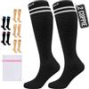 360 Relief Calze Compressione Graduata Classe 1 Donna e Uomo - 15-20 mmHg Gambaletti Compressione per Aereo, Circolazione, Infermiera, Running, Sports - Calzini Compressione S/M Nero