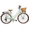 Cicli Tessari - bicicletta da donna telaio in ALLUMINIO bici city bike 28'' vintage retro' cesto in vimini (verde)