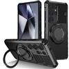 XKchatpt Custodia per Telefono con Supporto ad Anello Magnetico Girevole a 360° per Samsung Galaxy S25 Ultra, Protezione Antiurto Regolabile, Nero