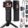 SJCAM C400 Kit Vlog (256G) - Vlog camera, Action cam 4K 2-in-1 Rimovibile, Corpo impermeabile, Display touch da 2.29, Stabili a 6 assi, Autonomia di 7 Ore per Viaggi, Live, YouTube, Gift, Nero
