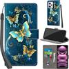 PHINIENLAND Cover per Xiaomi Redmi Note 12 Pro 5G / Poco X5 Pro 5G Case PU Pelle Custodia [Kickstand] [Chiusura magnetica] [Slot per Schede], Portafoglio Flip Custodia per Redmi Note 12 Pro 5G,Farfalla verde