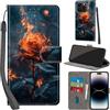 PHINIENLAND Cover per iPhone 15 Pro Max PU Pelle Custodia Flip Fiamma