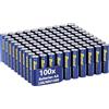BONAI Maxi Scorta da 100 Batterie AA Stilo Alcaline 1.5V LR6, Pile ad Alte Prestazioni con Sigillatura di Sicurezza, Conservazione 10 Anni, Ideali per Ufficio, Scuole e Grandi Forniture Domestiche