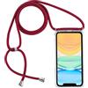PuYu Zhe Cover Trasparente con Cordino compatibile con Samsung Galaxy A21S Custodia, Case in Clear Silicone,Necklace Regolabile Cellulare Custodia Collana-Giuggiola Rosso