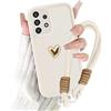 Kueqeay Cover per Samsung Galaxy A52 5G 6,5'' con Cordino, Silicone Morbido Custodia Aesthetic Mädchen Modello Amore 3D Disegni Collana Universale Protezione Fotocamera Protettiva Case, Bianco