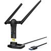 BrosTrend USB Adattatore a Lunga Portata 1200Mbps, Dual Band 5 GHz 867 Mbps 2,4 GHz 300 Mbps, Chiavetta Wireless per PC Desktop e Laptop con Windows 11/10/8.1/8/7, 2 Antenne WiFi 5dBi