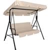 GARDENIA Dondolo da Giardino a 3 Posti con Tettuccio Parasole Regolabile Inclinabile Beige