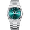 FORSINING Orologio da polso da uomo da 18 mm, cinturino in acciaio inossidabile, calendario, data, impermeabile, analogico, al quarzo, verde, Bracciale