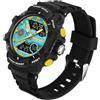 findtime Orologi per uomo e ragazzo, analogico, digitale, al quarzo, arancione, con allarme/cronometro, due fusi orari/LED 5 ATM, impermeabili, per uomini