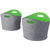 Kamino-Flam Borsa Legna Set da 2 Pezzi Aspetto Feltro, cesti portalegna con Manici, Cesto Cestino portaoggetti portariviste Spesa, Grigio/Verde
