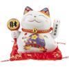 lachineuse - Statuetta Gatto Maneki Neko - Simbolo Fortune et Chance - Braccio mobile - Portafortuna tradizionale giapponese - 12 x 14 x 10 cm - Porcellana, Bianco - Funziona con batteria LR03 non