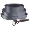 Tefal Ingenio Natural On - Set di Padella 28 cm + casseruola 20 cm + Wok 26 cm + Manico Rimovibile, induzione, Antiaderente, Rivestimento in Titanio, Senza PFOA, Lavabile in lavastoviglie e Forno
