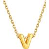 Supcare Collana Donna in Acciaio Inossidabile，Ciondolo Donna Oro con Lettera V Lunga 41cm+27cm estenzione di catena, Collana Ragazza Iniziale per Anniversario, Idee Regalo