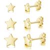 Loutade Set di 3 paia di orecchini da donna in argento Sterling 925, a forma di stella, ipoallergenici, piccoli, per fori multipli, 4/5/6 mm, Argento sterling