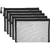 PATIKIL Borse di File A5, 5Pz Sacchetti Portadocumenti con Cerniera, Tasca Portaoggetti Zip in Plastica per Organizzare Documenti, Perline, Ufficio, Forniture Casa, 18x25cm, Nero
