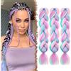 FESHFEN Treccia Africane Extension - 3 Pezzi Treccine Finta Capelli Kanekalon Sintetici Braiding Jumbo Extensions per Box Crochet Twist, 60 cm Rosa/Bianco/Azzurro/Viola Chiaro