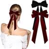 Bvxchg 2 fiocchi per capelli rossi in velluto, da donna, in tinta unita, accessori per capelli natalizi (rosso e nero)