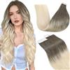LaaVoo Extension Capelli Veri Biadesivo 20pz Balayage Marrone Chiaro con Biondo Chiaro Umani Lisci Remy Extension Biadesive Capelli Veri Invisibile Adesive 30cm 30g #8/59