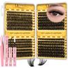 QUEWEL Lash Cluster, set di extension per ciglia da 532 pezzi, set di extension per ciglia spesse con pinzette per ciglia a grappolo Bond and Seal, facile fai da te a casa (kit da 4 pezzi)