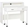 HOMCOM Scrivania per Camera e Ufficio con Cassetti e Ruote, Postazione di Lavoro Doppia o Singola, 100x36x88cm, Bianco|Aosom