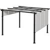 Outsunny Gazebo Pergola Pergolato con 3 Tettucci Regolabili, 3x3.5m, Grigio Chiaro | Aosom Italy