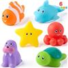 JOYIN Giochi Bagnetto, 6 Giocattoli da Bagno Galleggianti Animali Marini senza Fori & Antimuffa, Giocattoli d'Acqua per Bambini 1 2 3 Anni, Giochi Bagnetto per Vasca Piscina, Regalo per Neonati Bambi