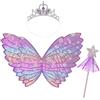 Cosysparks Costume da Fata Bambina 3 Pack Butterfly Wings Costume Set con Bacchette Scintillanti Della Corona per le Ragazze Halloween Festa di Compleanno (Viola)