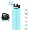 GOPPUS Borraccia da 1,2 l/40 oz, in acciaio inox con infusore, 2 coperchi, senza BPA, a prova di perdite, adatta per acqua e bicicletta, thermos isolati, per sport