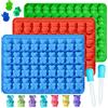 Webake Stampo in silicone per orsetto gommoso per cioccolatini a forma di gufo, confezione da 3 stampi antiaderenti con 2 contagocce per caramelle, gelatine, biscotti, cioccolato, cubetti di ghiaccio