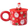 Volumoon Tazze da caffè natalizie, tazza da caffè di Natale da 400 ml, tazza di caffè di Natale, tazza di ceramica di Babbo Natale con coperchio